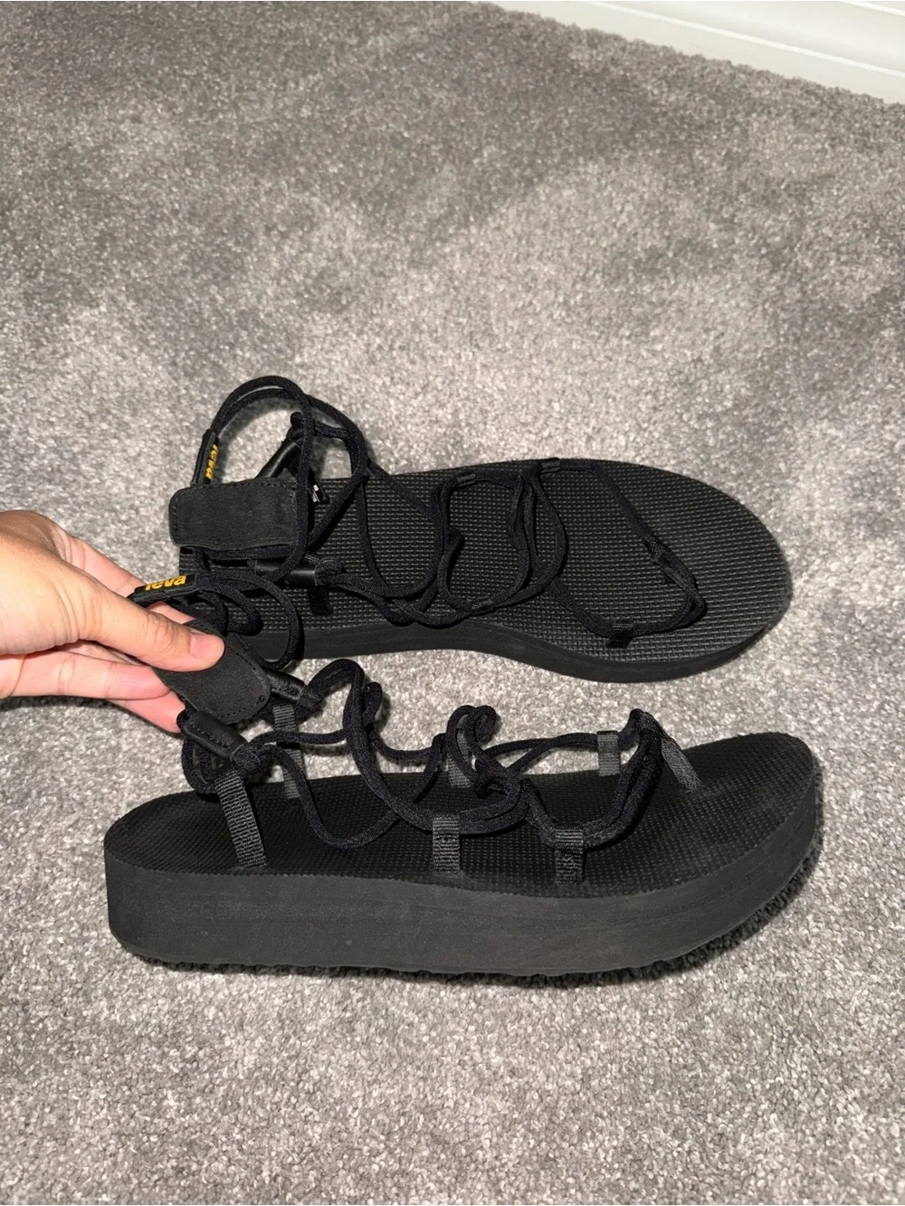Teva Black Infinity Platform Sandals Size 8